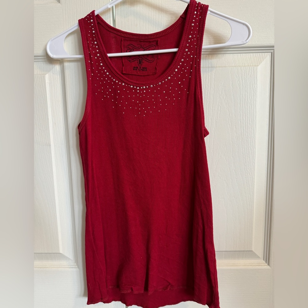 Ribbed Tank Top with Silver Embellishments Size M